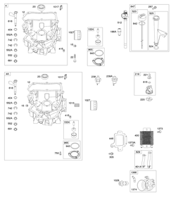 Engine Sump, Lubrication, Oil Cooler Diagram and Parts List for 44Q977-0277-B1 400000 - 699999 Briggs and Stratton Engine